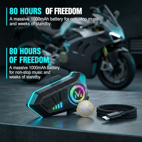 Auriculares Bluetooth de moto con triple reducción de ruido DSP CVC y RGB 5