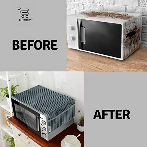 Image of PVC Waterproof 3-Layered Microwave Oven Top Cover With 4 Utility Pockets Suitable for Upto 30 Liter (Color- Gray, Size-36x14 Inches)