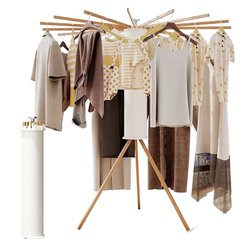 Image of BOQORAD Clothes Drying Rack Foldable,Laundry Drying Rack,Drying Rack Clothing(16 Wood Poles),Clothes Hanger Rack,Laundry Rack Folding,Collapsible,Retractable