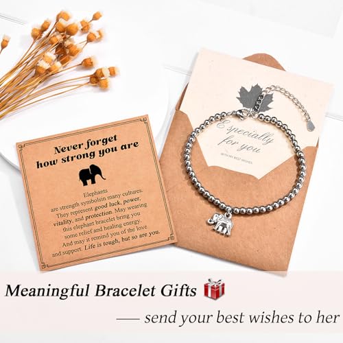 Elephant Gifts for Women, Inspirational Elephant Bracelet Get Well Soon Feel Better After Surgery Recovery Encouragement Gifts for Women Girls Her3