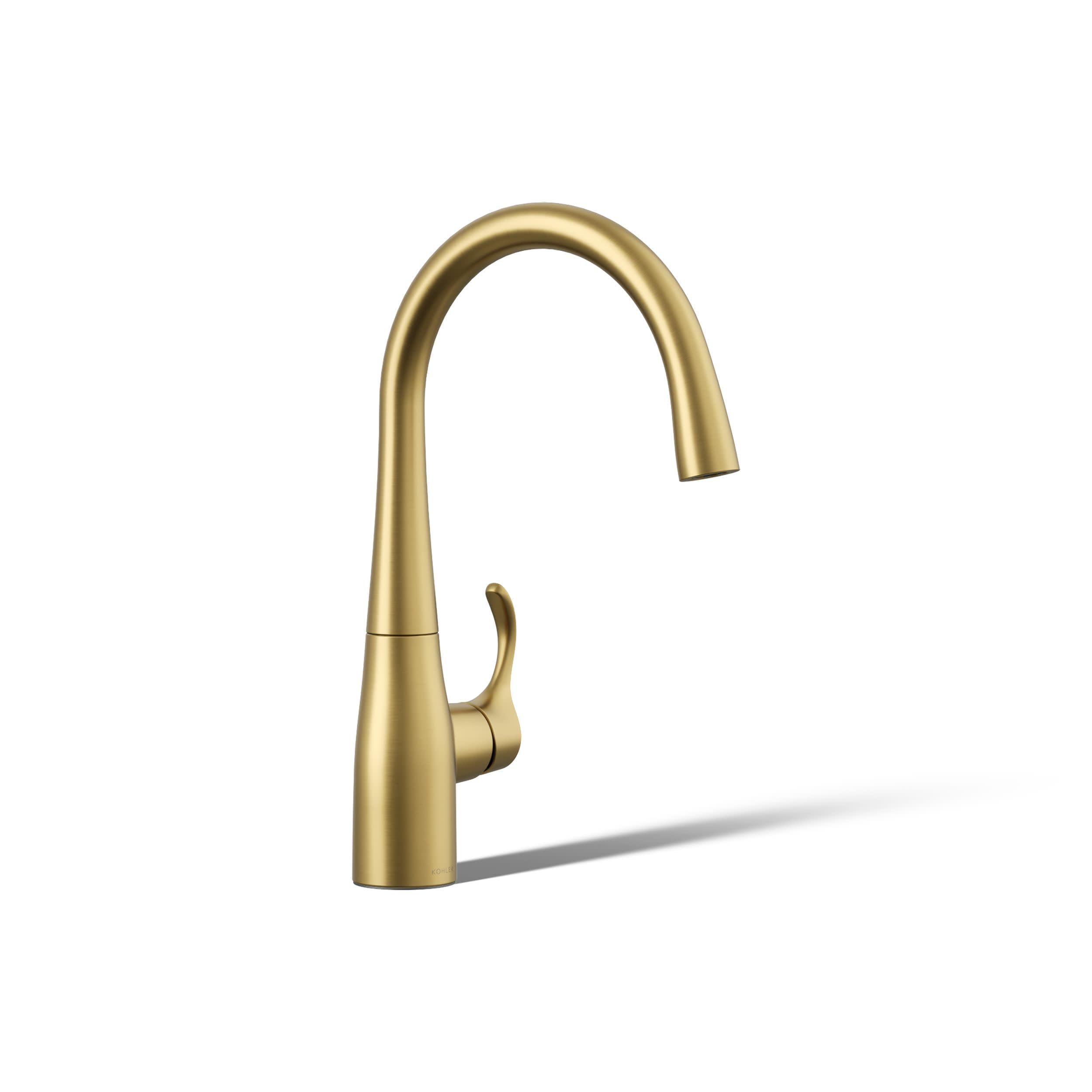 Kohler 22034-2MB Simplice Single Handle Kitchen Bar Faucet, Prep Sink, Wet Bar Faucet, Vibrant Brushed Moderne Brass