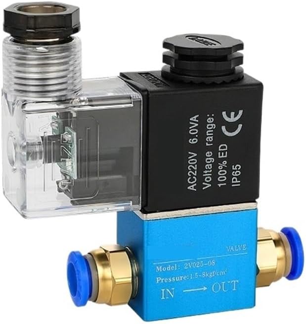 Air Solenoid Valve 2V025 2/2 Way Pilot Pneumatic Control 2 Position 2 Way(2V025-08 DC12V Wire,With 10mm fitting)