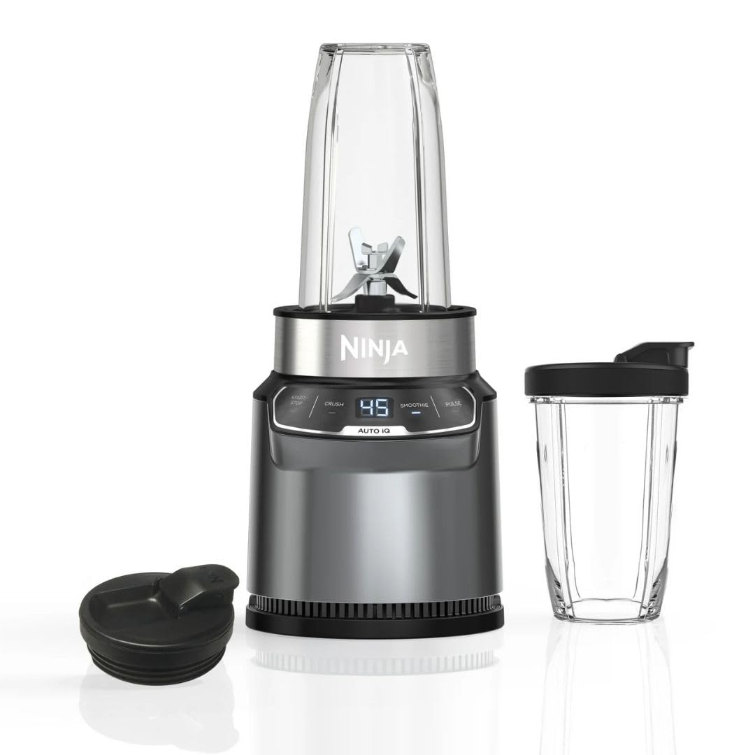 Ninja Nutri-Blender Pro Personal Blender with Auto-iQ, 1100W Motor, Nutrient Extraction for Smoothies, Shakes, Travel Cups, Easy Cleanup, Health & Fitness Use - Stone Silver