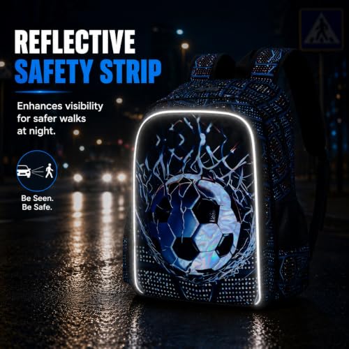 Image of HPJGD 3PCS Kids Backpack for Boys, Water Resistant Soccer Bookbag Set with Lunch Box, Cute School Bag for Preschool Toddler
