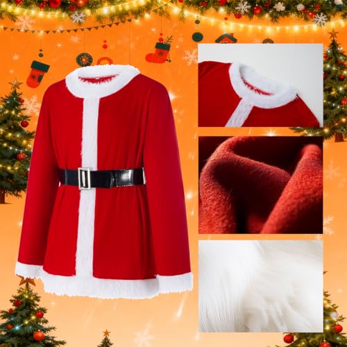 Adrinfly 7pcs Christmas Big Monster Santa Suit for Adult Green Deluxe Santa Costume With Mask