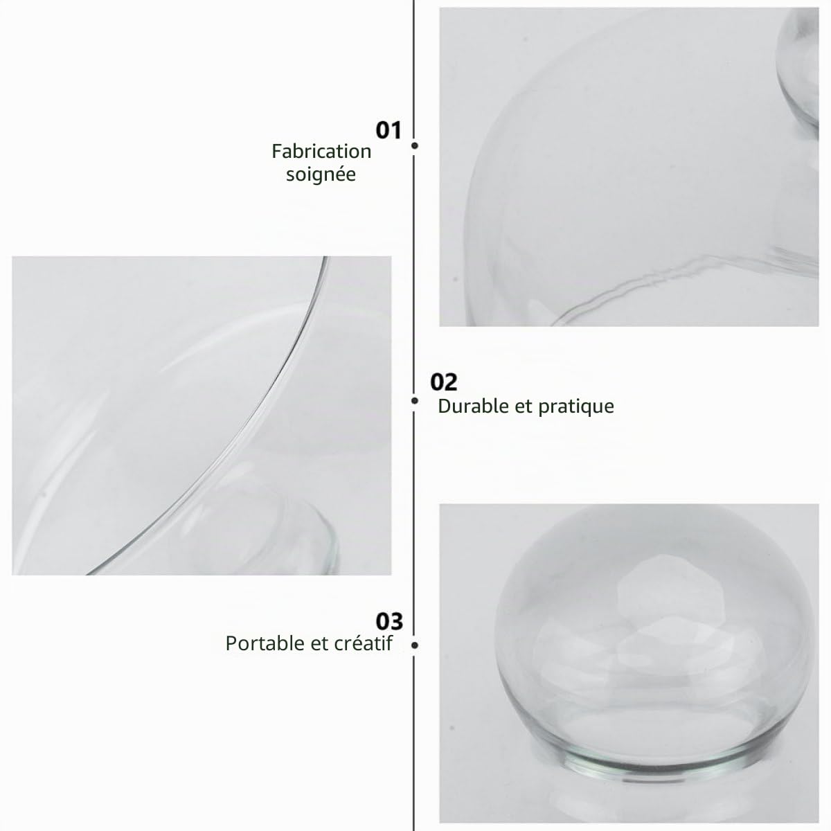 Besportble Cloche À GâTeau En Verre Transparent 9.37In DôMe De GâTeau Protection Anti-PoussièRe Couvercle Alimentaire Pour Desserts Cuisine Maison