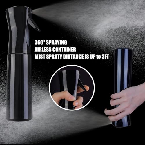 Image of PSMS Refillable Empty Mist Water Hair Spray Bottle for Taming Hair in Morning, Hairstyling, Plants, Pets, (300ml), Black