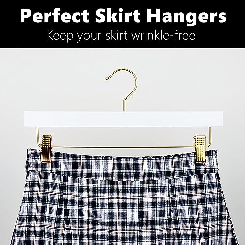 Perchas de madera para pantalones con clips, paquete de 10 organizadores de armario que ahorran espacio para jeans, pantalones, pantalones y faldas