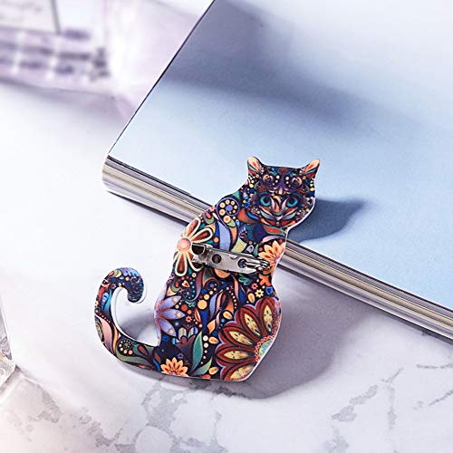 4 Pcs Creative Cat Pattern Brooch Pin Acrylic Flowers Decal Lapel Pin Badge Set For Gift Daily Dress Cloth Decoration #TOP5