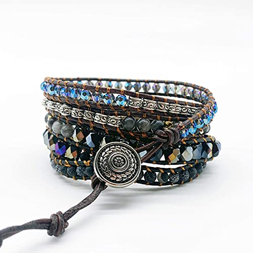 Image of Boho Wrap Bracelet for Women, Handmade Natural Imperial Jasper Multi-Layer Stone Beaded Bracelet, Bohemian Healing Crystal Stone Jewelry Gifts