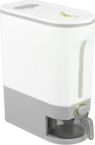 Jectse Dispensador de arroz con taza medidora, recipientes grandes de almacenamiento de alimentos secos de cereales, 22.0 lbs, hogar para