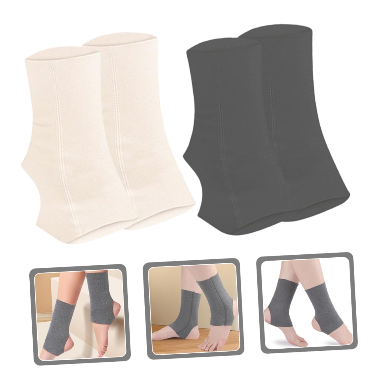 FRCOLOR Nkle Protectors Socks Ankle Brace Sleeves Dralon Fabric Compression Fit 2 Pairs for Sports