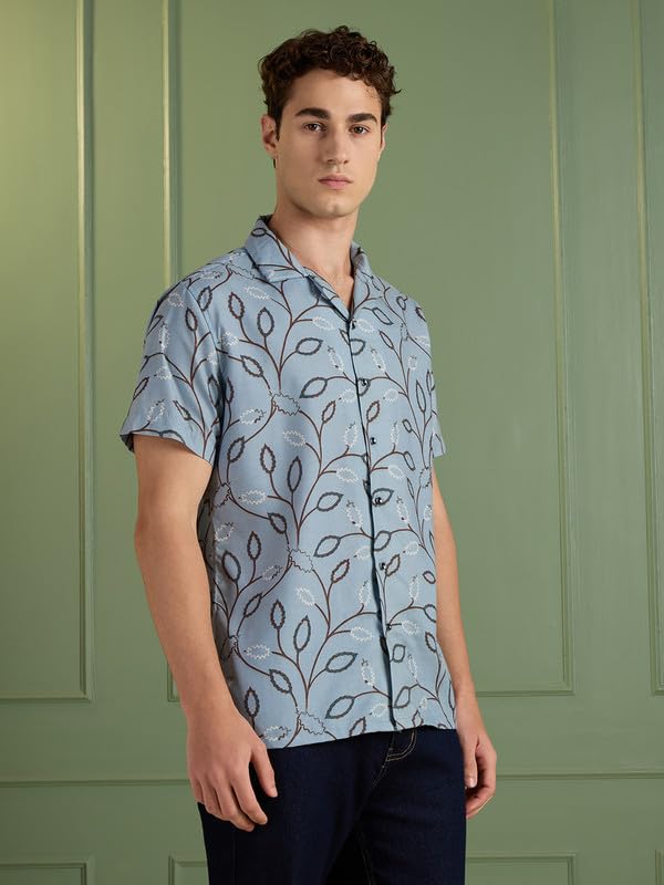 Image of MARK & ALBERT Mens Half Sleeves Printed Shirt