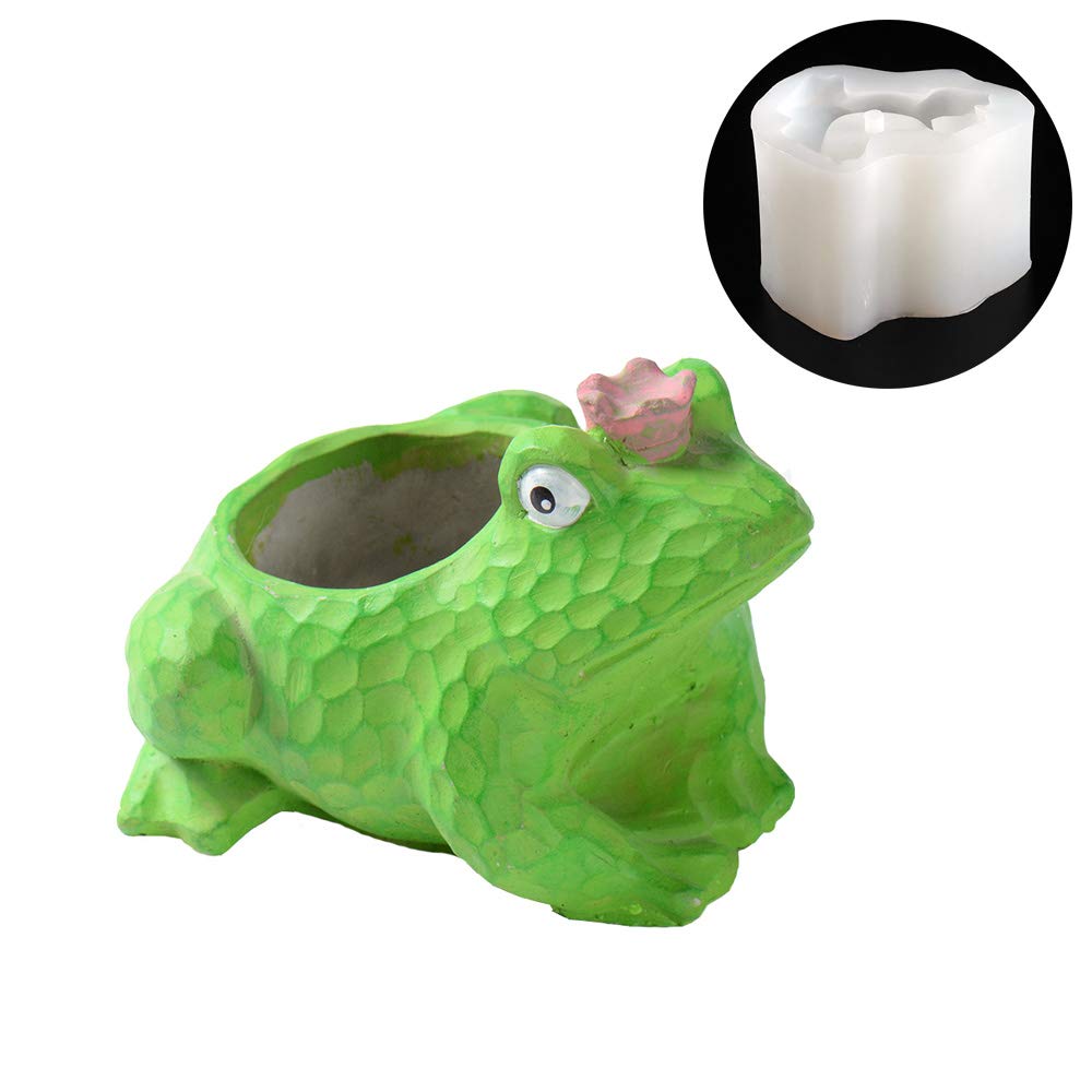 Moule en silicone en forme de grenouille pour pot de fleurs en ciment, cendrier, bougeoir, outil de décoration de jardin