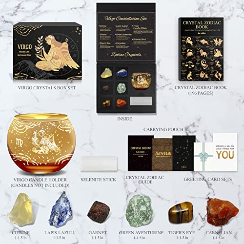 Image of Aovila Virgo Birthday Gifts for Women - Virgo Candle Holder Crystals Birthstones Gifts Box Set - Zodiac Gifts Astrology Horoscope Gifts Birthday Gifts for Her Mother Sister Best Friends