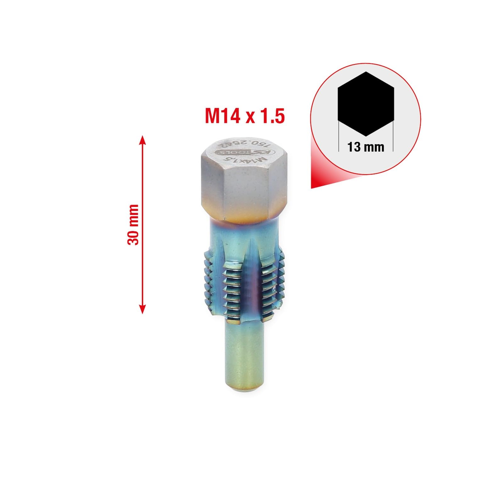 KS Tools 150.2542 Gewindeschneider mit Führungsbolzen für Temperatursensoren, M14x1,5