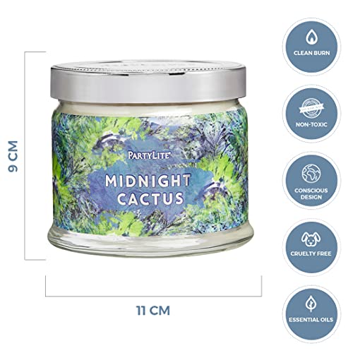Partylite 3-Wick Jar Candle, Highly Fragranced Clean Burning Glass Candle, 25-45 Hours Burn Time (Midnight Cactus) #TOP2