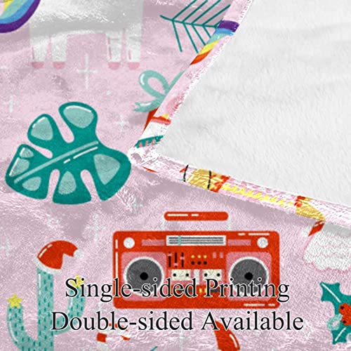 Couverture polaire douce en microfibre motif flamant rose