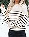 ZESICA Women's Casual Turtleneck Long Lantern Sleeve Fall 2025 Oversized Ribbed Knit Pullover Sweater Jumper Top,ApricotStripe,Medium