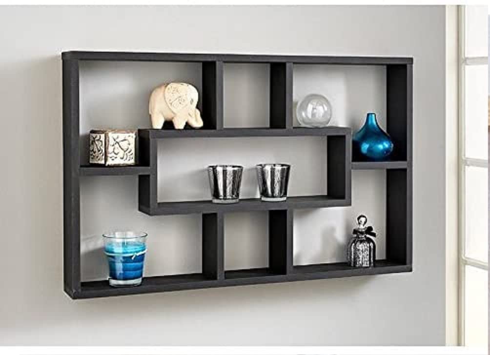 Homme Concept - Multi Compartment Space Saving Floating Display Shelves Storage Shelf Organiser Unit Home Decor Bookshelf (Black) โ image 1