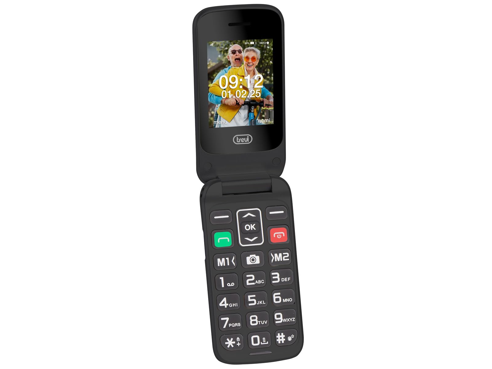 Trevi FLEX 51 Telefono Cellulare a Conchiglia per Anziani, Ricarica Veloce USB Type-C e Batteria Lunga Durata, Presa Cuffie 3.5mm, Tasti Grandi, Tasto SOS, Memoria Espandibile, Cellulare Semplice 2G