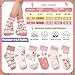 Queenshin Flowers Girls Socks Pink Watercolor Novelty Cute Cartoon Funny Fashion Kids Ankle Socks 6 Pairs Birthday Gift 5-8Y