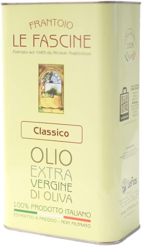 Le Fascine 100% Italian Apulian Extra Virgin Olive Oil Produced from Provençal Olives (3 liter tin)