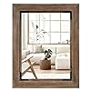 28×36 solid wood bathroom mirror tempered glass for wall mounted rustic wood frame wall mirror decorative for living room bedroom vanity mirror rustic brown  urban country home decor