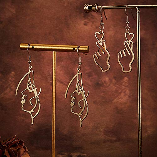 20 Pair Human Face Abstract Design Earrings Face Hand Earrings Hollow Hand Shaped Geometric Earrings3