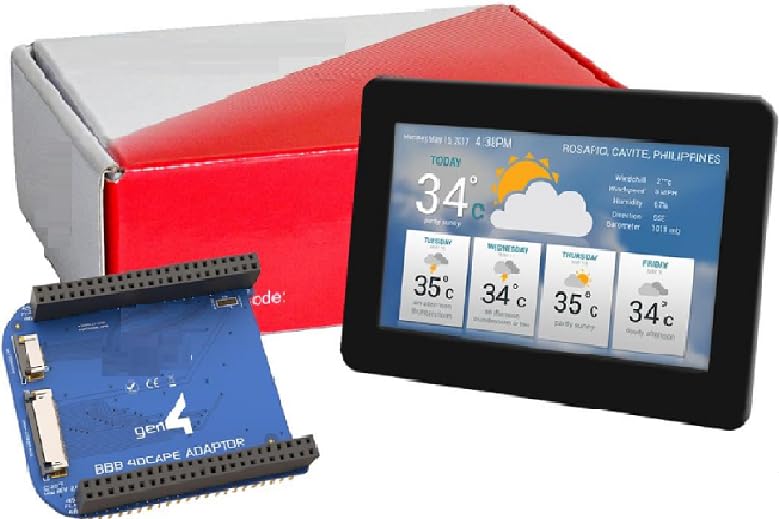 gen4-4DCAPE-50CT-CLB, Display Modules 5.0", LCD Cape Black with Capacitive Touch Cover Lens Bezel Screen and gen4-4DCAPE-ADAPTOR
