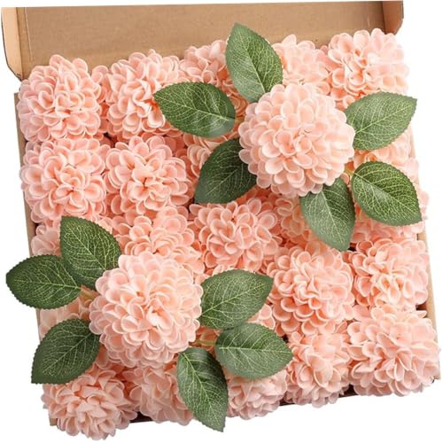 Dalias artificiales flores de otoño de espuma con tallos decorativas pack 25 2