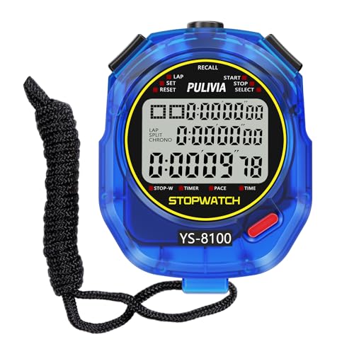 Stopwatch Sports Minuterie 100 laps/splits Digital Stop Watch avec compte à rebours et calendrier d&rsquo;alarme Grand écran pour les entraîneurs, la course à pied, l&rsquo;entraînement sportif, bleu