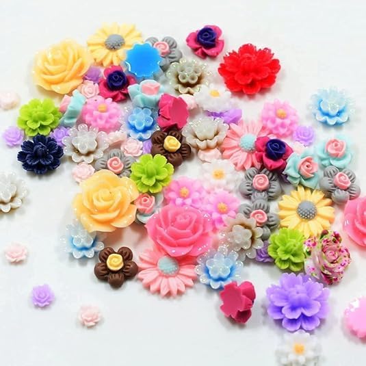 50 Pcs Mix Color Different Size Resin Rose Flower Flatback Cabochons Embellishments - Image 6