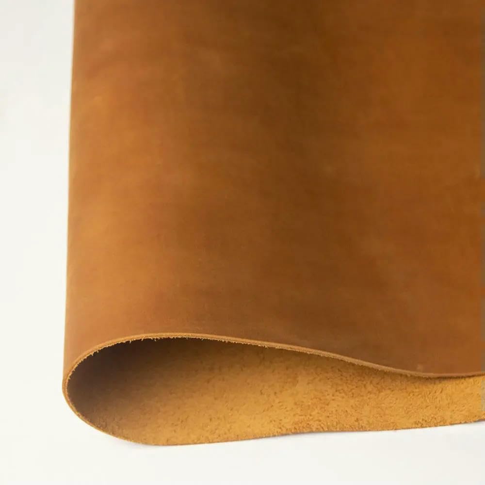 HYQOUKLR Real Leather Sheets, Tanned Full Grain Cowhide Leather Piece Yellow Brown Multiple Sizes For DIY Leathercraft(30x60cm)