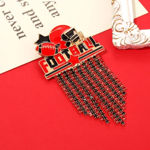 Image of Game Day Brooches for Women Football Brooch Pins Touch Down Brooches Red Black Blue White Team Spirit Accessories Game Day Outfits Football Jewelry Party Favor Gifts