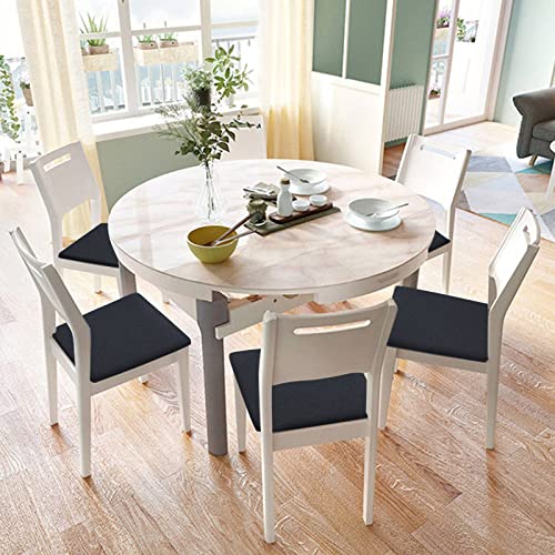 Image of SearchI Seat Covers for Dining Room Chairs Stretch Jacquard Chair Seat Covers Set of 6, Removable Washable Upholstered Chair Seat Protector Cushion Slipcovers for Kitchen, Office(Black Rhombus)