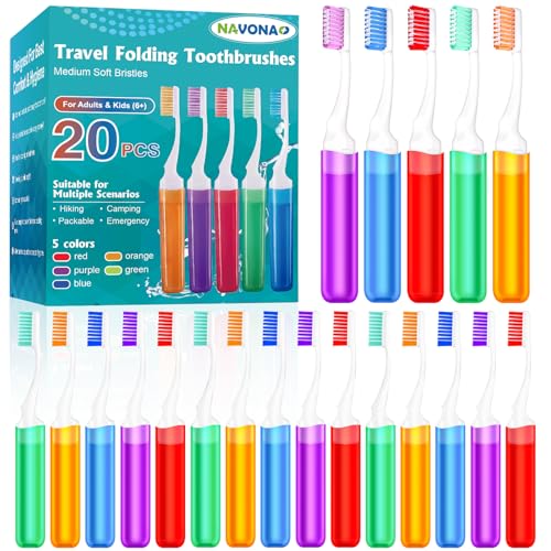 Pack de 20 cepillos de dientes de viaje plegables y envueltos individualmente con funda