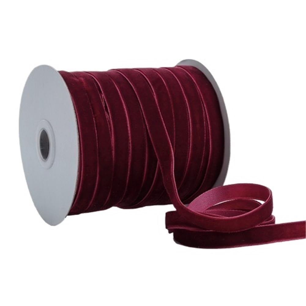 WEITINGKKK Ribbons for Gift Wrapping, Velvet Ribbon Multicolor 1 cm x 50 Yards for Wrapping Decoration Wreath Bow(Burgundy)