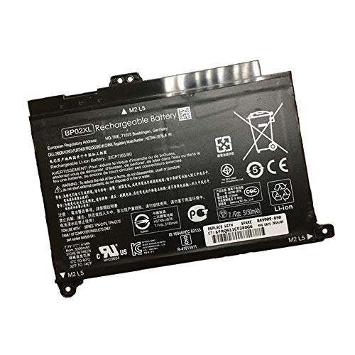 7XINbox 7.7V 41Wh 5150mAh BP02XL HSTNN-LB7H HSTNN-UB7B BP02041XL 849569-421 849909-850 Replacement Laptop Battery for HP Pavilion PC 15 15-AU 15-AU018WM 15-AU010WM 15-AU123CL 15-AW053NR Series
