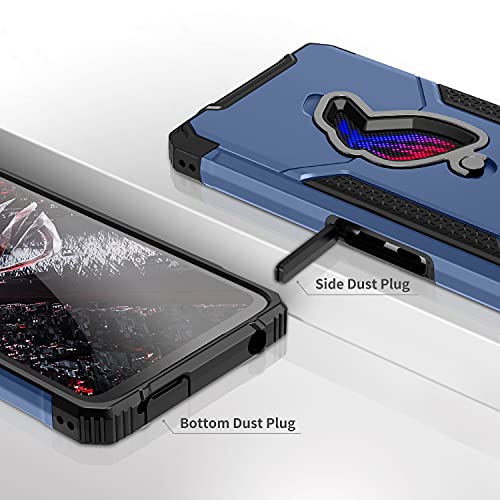 Image of MME Case for ASUS ROG Phone 5 /5s Casing Air Trigger Compatible Military Grade Drop Protection with Built in Kickstand, Camera Protectors and Dust Plugs with 9D Tempered Glass (Blue)