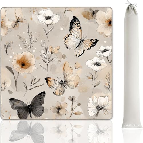 Tapete para Mahjong Boho Flor Mariposa 33x33 pulgadas