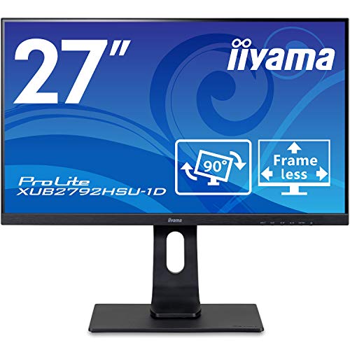 マウスコンピューター iiyama モニター ディスプレイ XUB2792HSU-B1D(27型/IPS方式/3辺フレームレス/広視野角/非光沢/昇降/ピボット/スィーベル/1920x1080/DP,HDMI,D-Sub)