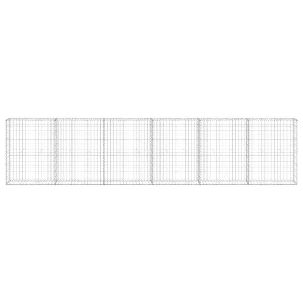 vidaXL Mur en gabion avec couvercles Acier galvanisé 300x30x100 cm