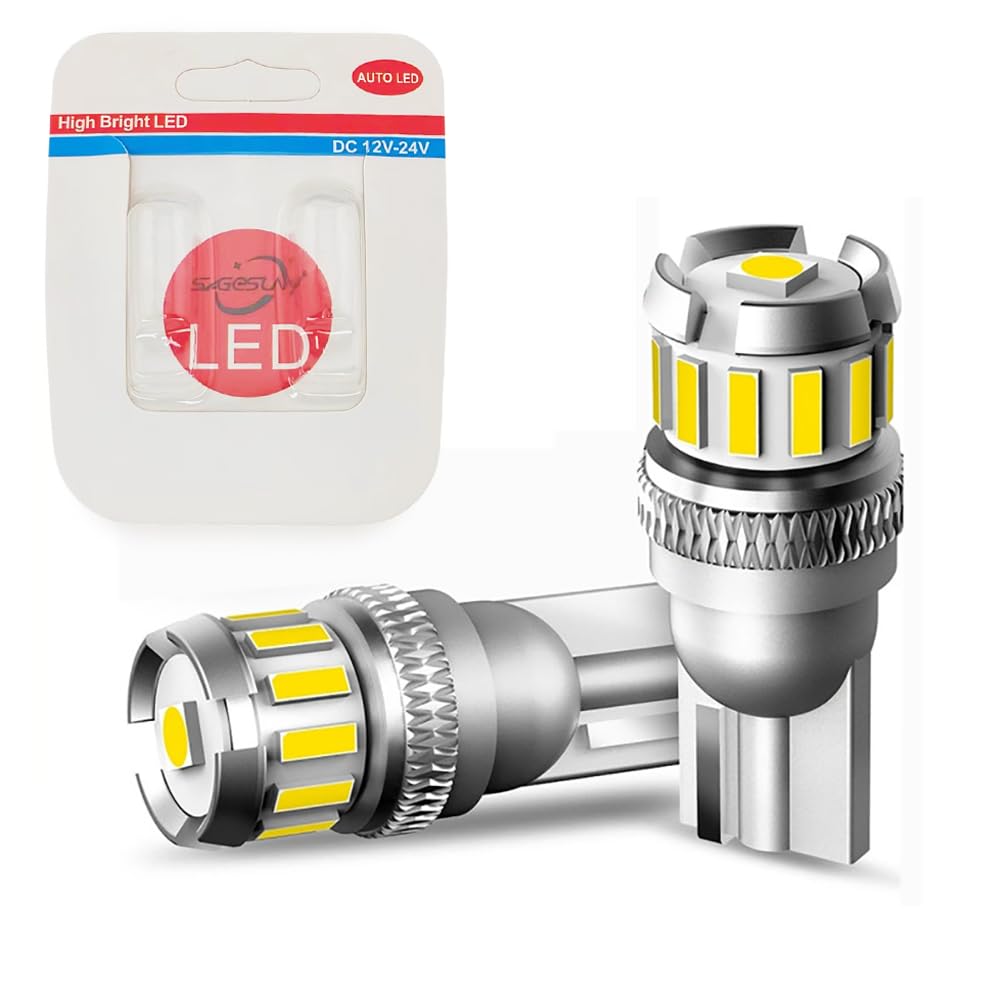 2pcs t10 w5w canbus led wedge bulbs DC 12V - 24V 4014 26smd super bright 194 168 501 led side light error free bulbs with decoder 6000K white for width bulbs ready bulbs plate bulbs-12 months warranty