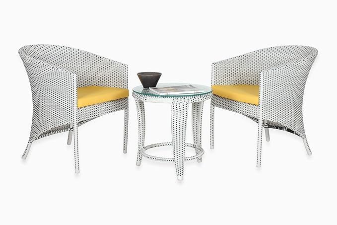 HAPPY STAR Patio Furniture Set, 3 Pieces Porch Backyard Garden Outdoor Furniture Rope Chairs with Cushions and Table Conversation Set (White & Black)-image-41