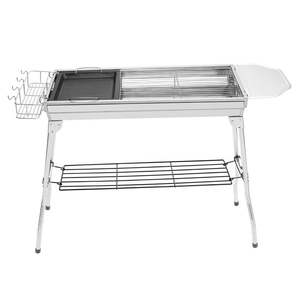 Grill na świeżym powietrzu, przenośny składany grill kempingowy ze stali nierdzewnej węgiel drzewny 73x33,5x71cm,Grill ogrodowy