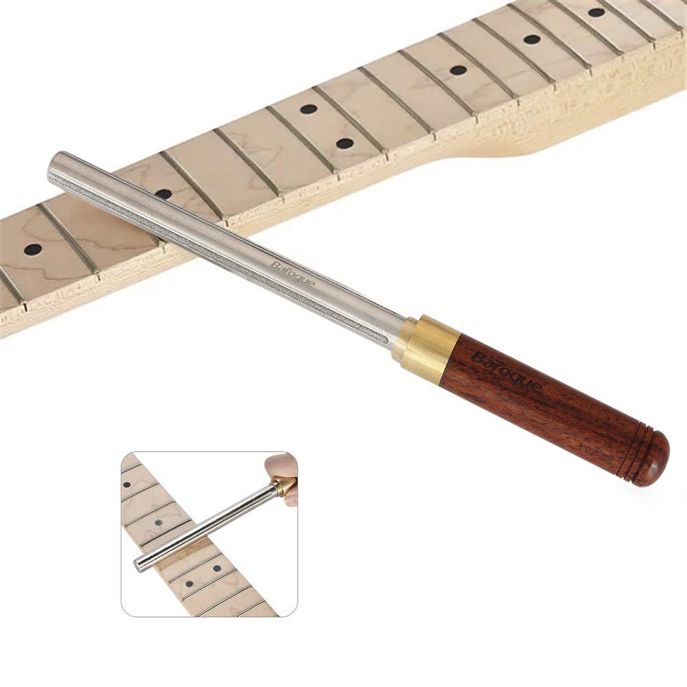 Co-link 3 in 1 Guitar Fret Crowning Dressing File with Wood Handle Narrow/Medium/Wide 3 Edges Guitar Repairing Fret File Luthier Tool