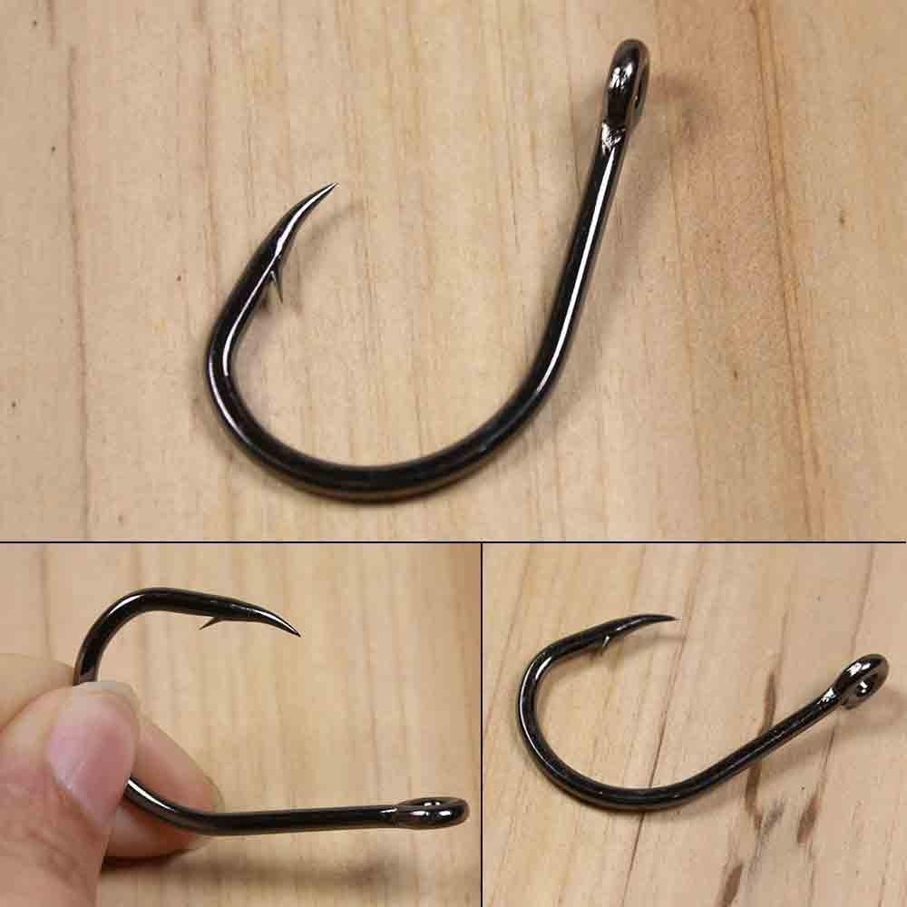 Anzuelos para Pesca 10pcs 4X Strong Wire Live Bait Hook High Carbon Steel Barbed Sharp Fishing Hooks Saltwater Fishing For Tuna Shark Bass para Agua Dulce y Salada(3/0)