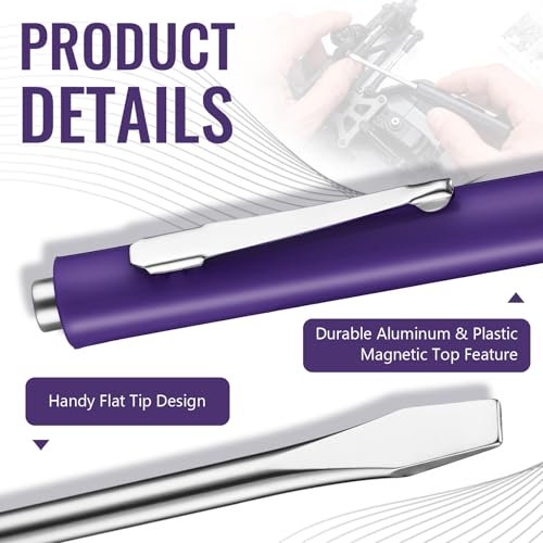 Image of Honoson 25 Pcs Pocket Screwdriver Mini Tops and Pocket Clips Magnetic Slotted Small Screw Driver with a Single Blade Head for Mechanical, Electrician (Purple)