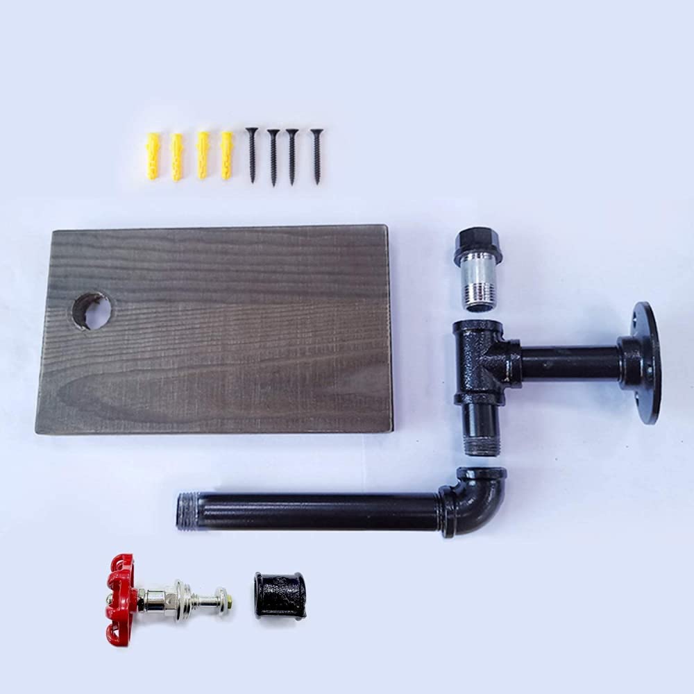 LYGSWDB Portarrollos de Papel higiénico Tubo Industrial Estante de Madera montado en la Pared Soporte de Papel de Seda rústico Rollo de baño Material de Hierro Fundido Vintage Negro